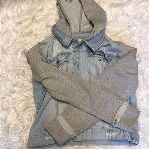 hooded jean jacket/sweatshirt